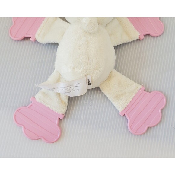 Bright Start Kids II Cream Bunny Rabbit Baby Teether Plush Toy White Pink Lovey - Picture 8 of 9